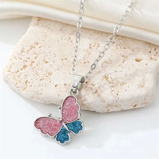 Shcmuckset Halskette Ohrringe Damen Blaue Rosa Eleganze Farben - McBiLL Jewelry - Set