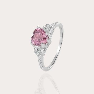 Silber Ring mit 8A+ Cubic Zirkonia Rosa Herzform | 925er Silber - McBiLL Jewelry - Ring