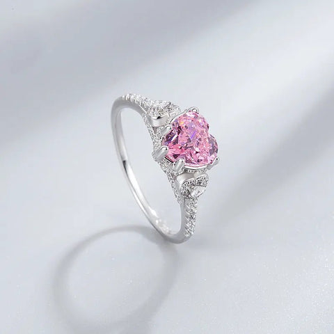 Silber Ring mit 8A+ Cubic Zirkonia Rosa Herzform | 925er Silber - McBiLL Jewelry - Ring