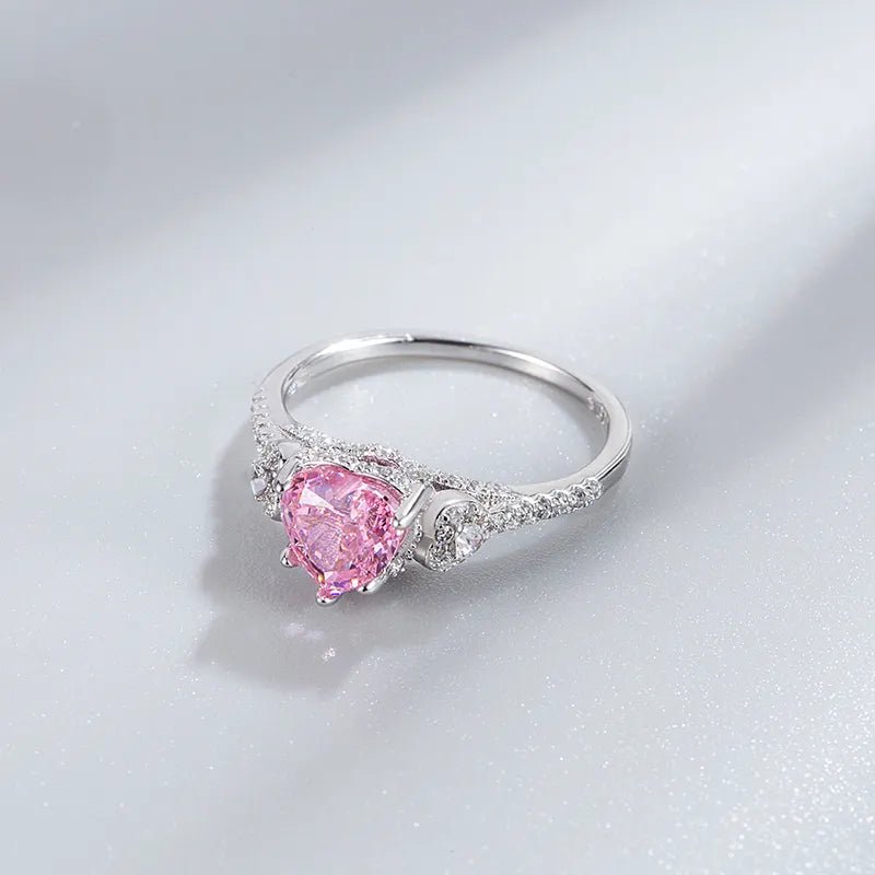 Silber Ring mit 8A+ Cubic Zirkonia Rosa Herzform | 925er Silber - McBiLL Jewelry - Ring