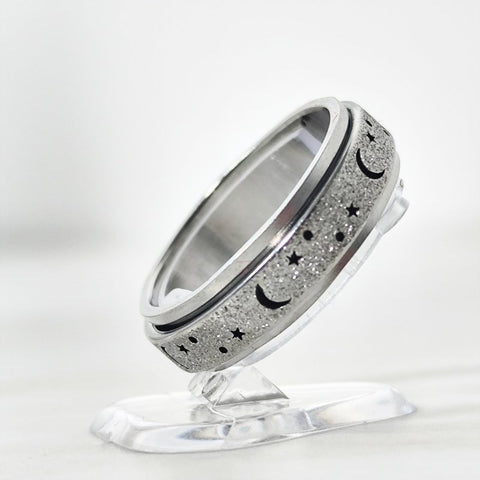 Silber Ring Verlobungsring Halbmond Sterne Rotierend | Edelstahl - McBiLL Jewelry - Ring