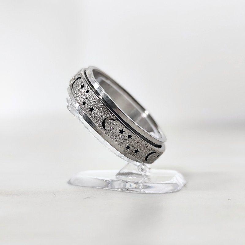 Silber Ring Verlobungsring Halbmond Sterne Rotierend | Edelstahl - McBiLL Jewelry - Ring