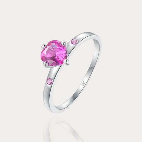 Silber Ring Verlobungsring mit 8A+ Cubic Zirkonia Rosa Herzform | 925er Silber - McBiLL Jewelry - Ring