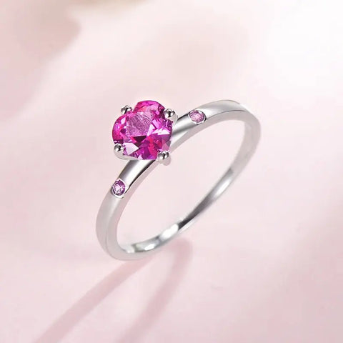 Silber Ring Verlobungsring mit 8A+ Cubic Zirkonia Rosa Herzform | 925er Silber - McBiLL Jewelry - Ring