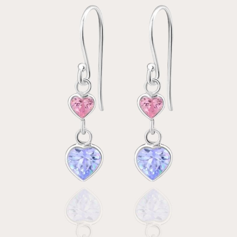 Silber Tropfenohrringe Herzform Rosa Blau | 925er Silber - McBiLL Jewelry - Ohrringe