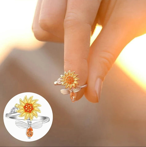 Sonnenblume Ring Silber 925 Biene Steine - McBiLL Jewelry - Ring