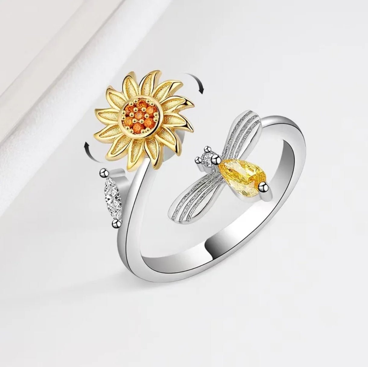 Sonnenblume Ring Silber 925 Biene Steine - McBiLL Jewelry - Ring