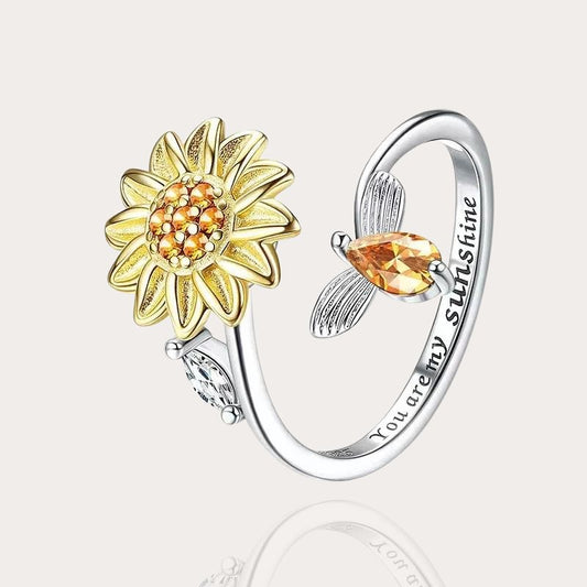 Sonnenblume Ring Silber 925 Biene Steine - McBiLL Jewelry - Ring