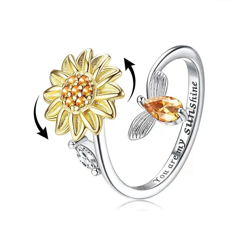 Sonnenblume Ring Silber 925 Biene Steine - McBiLL Jewelry - Ring