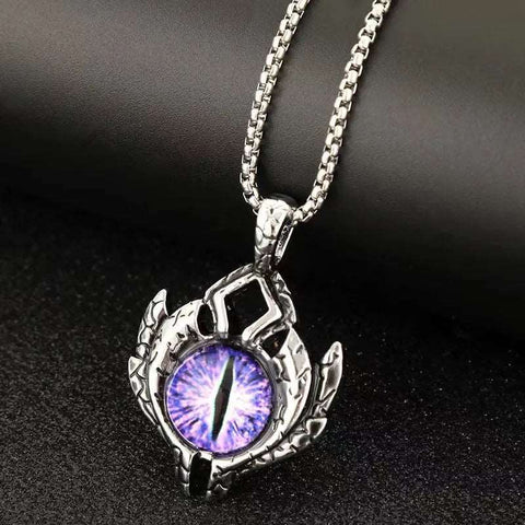 Unisex Teufels Auge Halskette Silber Lila Stein - McBiLL Jewelry - Halskette