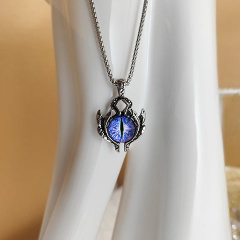 Unisex Teufels Auge Halskette Silber Lila Stein - McBiLL Jewelry - Halskette