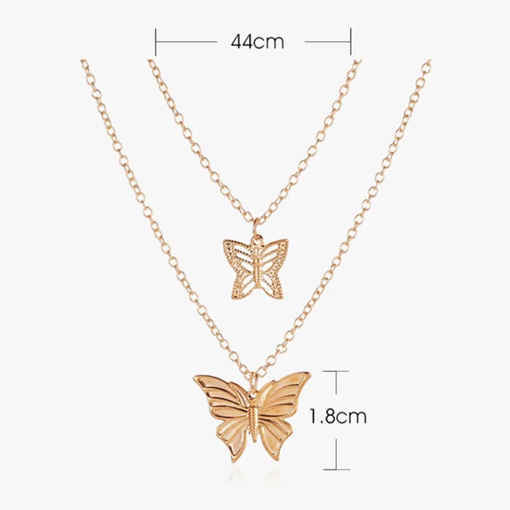 Vergoldete Schmetterling Halskette Damen | 2 Stufige Halskette - McBiLL Jewelry - Halskette