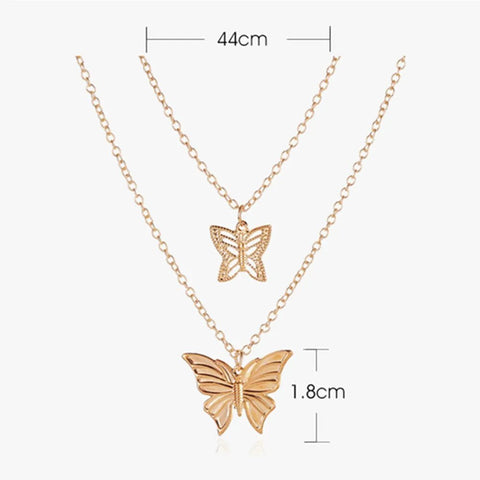 Vergoldete Schmetterling Halskette Damen | 2 Stufige Halskette - McBiLL Jewelry - Halskette