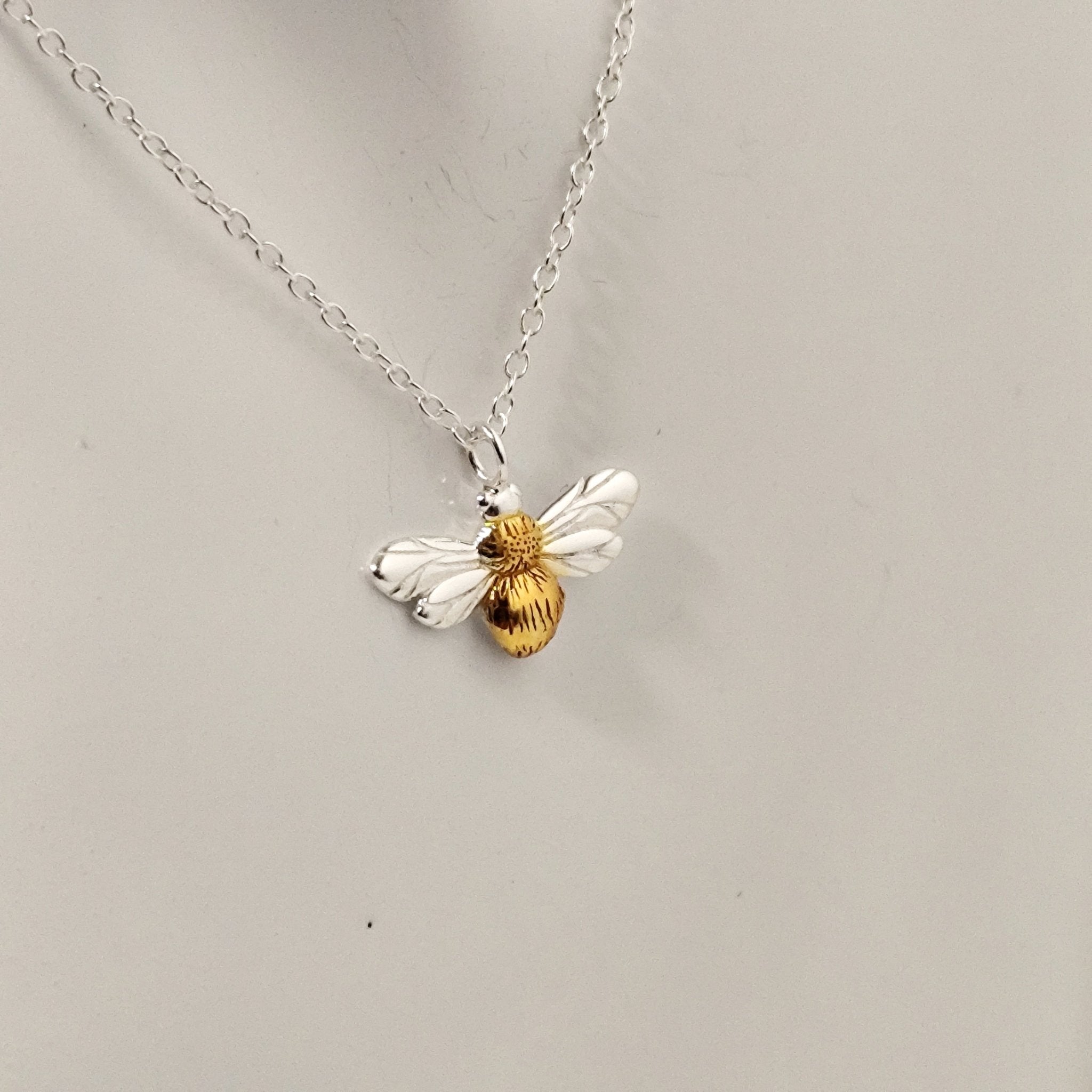 Vergoldeter Silber Bienenkette mit Zirkonia | 925er Silber mit Goldüberzug - McBiLL Jewelry - Halskette