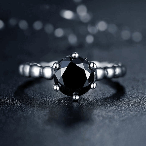 versilberter Ring Damen | schwarze Zirkonia PA7109 - McBiLL Jewelry - Ring