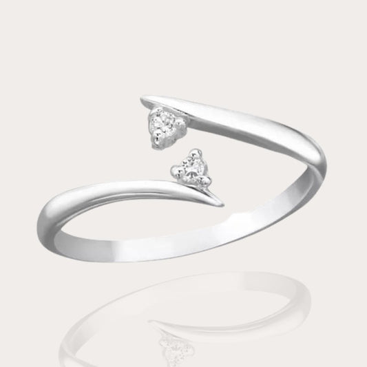 Verstellbarer Silber Converge - Zehenring mit Zirkonia | 925er Silber - McBiLL Jewelry - Ring