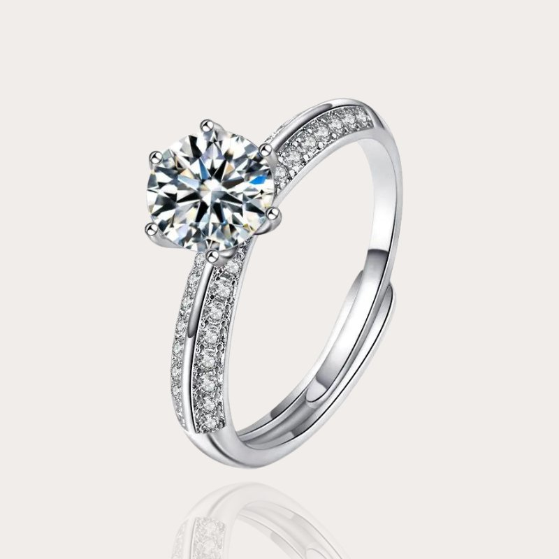 Verstellbarer Silber Ring mit 1 CT Karat CZ Cubic Zirkonia | 925er Silber - McBiLL Jewelry - Ring