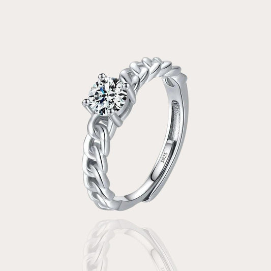 Verstellbarer Silber Ring mit 1 CT Karat CZ Cubic Zirkonia | 925er Silber - McBiLL Jewelry - Ring